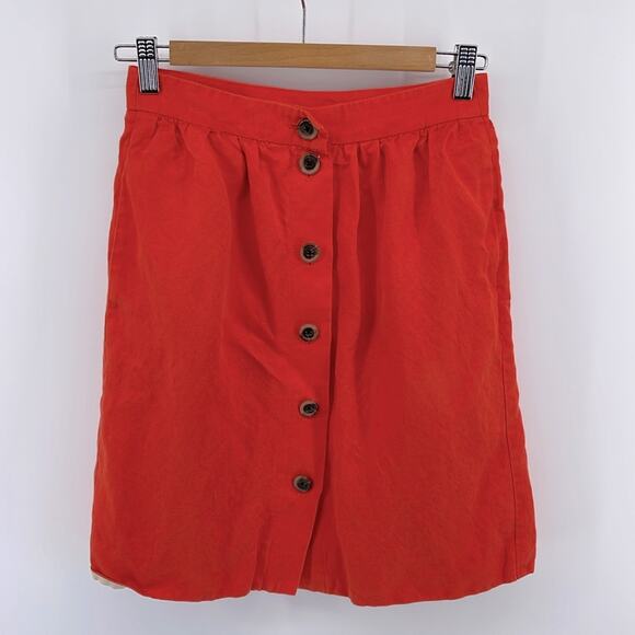 J. Crew linen Lyocell blend button up hi rise twill A-line skirt sz 0 - Picture 1 of 5